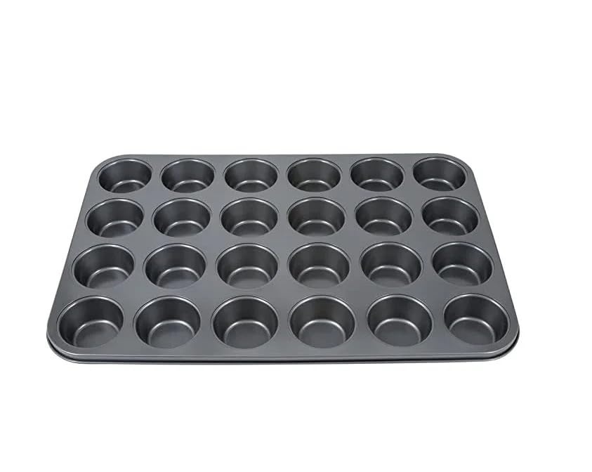 24-Cups Muffin and Cupcakes Baking Tray |Non-Stick Carbon Steel Baking Pan Small Size 24-Cavity Muffin and Cupcake Mould Mini Muffin Mould (1-pcs)