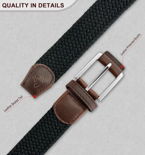 Image of BULLIANT Belt for Men 2Pack,Mens Gift Stretch Braided Web Belt Elastic for Casual Golf Jeans,1 3 /8 inch