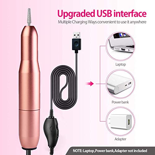 Portable Electric Nail Drill, Compact Efile Electrical Professional Nail File Kit for Acrylic, Gel Nails, Manicure Pedicure Polishing Shape Tools Design for Home Salon Use - Thumbnail 2