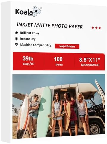 Koala Matte Coated Photo Paper Single-sided 39LB 145GSM 8.5X11 In...