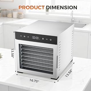 OLIXIS Food Dehydrator Machine, 500W Jerky Dehydrators with 8 Stainless Steel Large Trays, 185°F Temperature Control & 24H Timer Food Dryer for Fruit Meat Herb Dog Treats, Silver