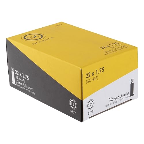Sunlite Standard Schrader Valve Tubes, 22 x 1.75 / 32mm Valve, Black