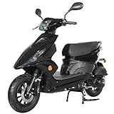 X-PRO Bali 150cc Gas Moped for Adults, Street Legal Gas Powered Motor Moped with 10' Aluminum Wheels, Fully Automatic CVT Transmission, Front Disc Brake & Rear Storage Trunk (Black)