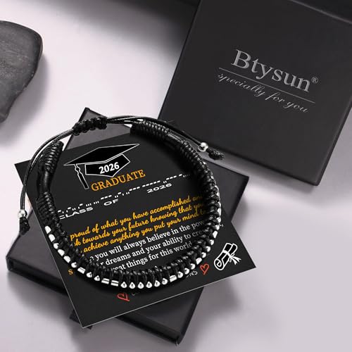 Image of Btysun Fathers Day Gift, Gifts for Men Morse Code Bracelets for Men 2026 Graduation Gifts Mens Bracelet for Him Boyfriend Husband Leather Bracelet Motivational Birthday Jewelry Stocking Stuffers