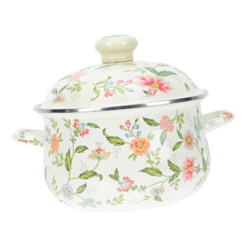 iplusmile Cazuela Esmaltada Doble Asa Ergonómica Olla Pequeña para Cocinar Sopas y Guisos Resistente al Calor para Cocina de Inducción y Gas Diseño Antigoteo y Conserva