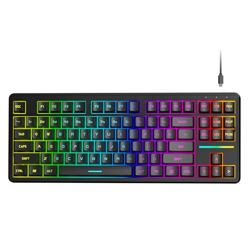 EWEADN V80 �L��TKL RGB�Q�[�~���O�L�[�{�[�h 80%�R���p�N�g���C�A�E�g PBT�L�[�L���b�v�t�� Whisper Quiet Membrane Switch 26�L�[�A���`�S�[�X�g �l�ԍH�w�Ɋ�Â����R���s���[�^�[�L�[�{�[�h �m�[�g�p�\�R��