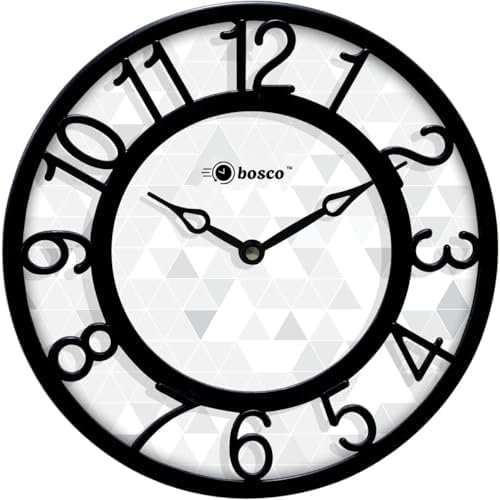Image of Bosco Modern Non Ticking Silent,Black and White with Decorative Frame 20 CM Table Cum Round Wall Clock for Home, Living Room, Bed Room, Office and Kitchen- BWC-1202