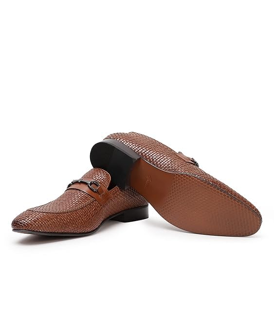 GABICCI Formal Loafers Black Leather Shoes for Men, Tunit Sole, Slip On, Almond Tip Ostrich-G (Tan, 10) (B09TGQDRF9) Amazon Price History, Amazon Price Tracker