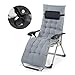 Leżak rozkładany fotel do opalania, wytrzymały, rozkładany fotel z poduszką, regulowany, rozkładany fotel wypoczynkowy, na patio, basen, kemping, plażę, wsparcie, 150 kg, szary