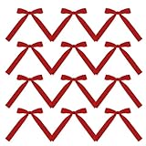 クリスマスツリーリボン12個 、ベルベットクリスマスツリーリボン、ベルベットクリスマスリボンオーナメント、クリスマスツリー用ベルベットリボン 、クリスマスツリー用のヴィンテージリボン弓、 クリスマスツリー用クリスマス ツリー リボン弓飾り