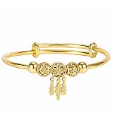 Fuqimanman2020 Silver Dream Catcher Feather Tassel Bracelet Bangle Adjustable Bar for Women Girls Fr