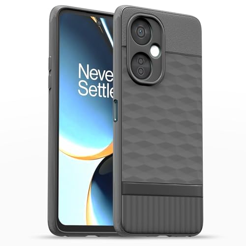 Image of Pikkme Back Cover for OnePlus Nord Ce 3 Lite 5G Camera Protection 3D Hexa Cube Design Silicone Protective Bumper Case (Grey)