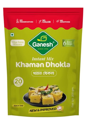 Image of Ganesh khaman dhokla 200 gram (pack of 5) mix instant breakfast mix quick breakfast instant ready to cook mix pure veg indian snack mix