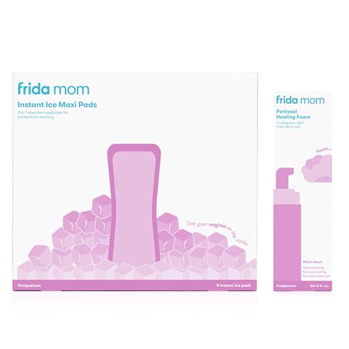 Image of Frida Mom 2-in-1 Postpartum Absorbent Perineal Ice Maxi Pads + Perineal Medicated Witch Hazel Healing Foam for Postpartum Care, Relieves Pain and Reduces Swelling for Perineal Area