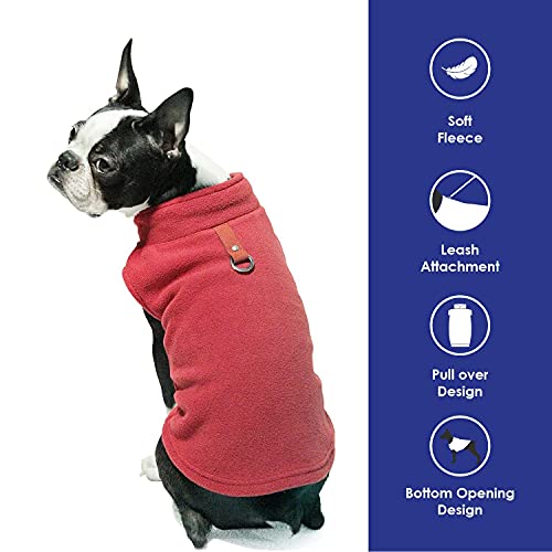Image of Gooby Fleece Vest Dog Sweater - Red, X-Small - Warm Pullover Fleece Dog Jacket with O-Ring Leash - Winter Small Dog Sweater Coat - Cold Weather Dog Clothes for Small Dogs Boy or Girl (Pack of 2)