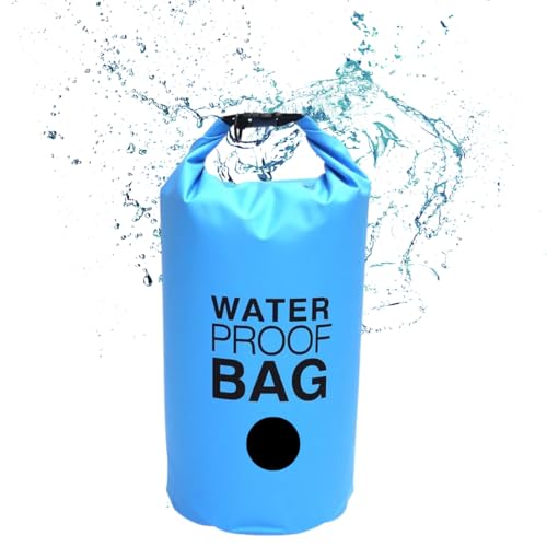 Bolsa Estanque 5L Saco Lona de PVC impermeável à Prova D´água Flutuante Multiuso Praia Cachoeiras Camping Trekking Dias de Chuva (Azul claro)