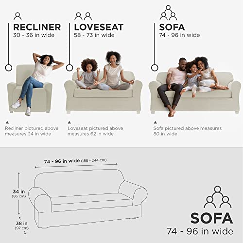 Zenna Home Chenille Stretch Slipcover, 2-Piece Sofa, Ivory/Bone - Image 6