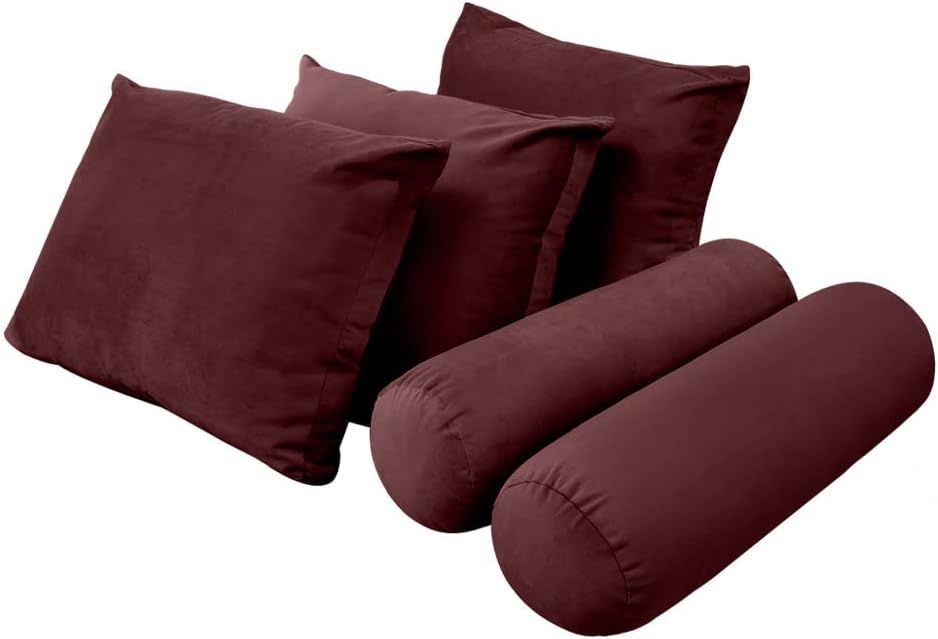 Prolinemax Style V3 Twin-XL Size Knife Edge Velvet Indoor Daybed Mattress Bolster Pillow Complete Set AD368