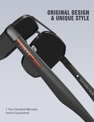 LUENX Aviator Sunglasses for Men Square Polarized Polygon Shades UV400 Sun Glasses with Accessories4