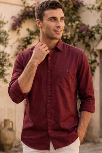 Image of Louis Philippe Men's Cotton Slim Fit Over Dyed Color Depth Comfortable and Durable Soft Handfeel Full Sleeve Solid Casual Shirt