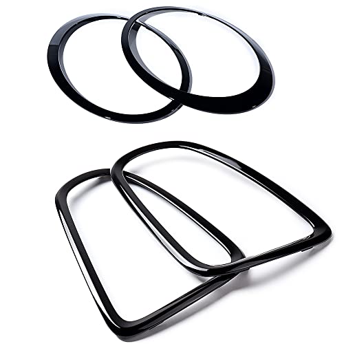 Astra Depot Glossy Black Headlight Trims Rings and Taillight Surround Cover Trims Bezel Compatible For Mini R56 R57 R58 R59 Cooper S JCW 2007?2015
