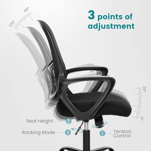 image for SMUG Home Office Computer Desk Chair - Ergonomic Mid-Back Mesh Swivel 