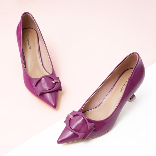 C.Paravano Women's Pumps | Kitten Heels for Women | Pointed Toe Heels for Women | Womens Designer Pumps(Heels Purple,Size 7)2