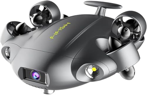QYSEA Drone sous-marin FIFISH V6 Expert, ROV amélioré avec caméra 4K UHD, suivi de tête VR, LED 6000lm, câble 100 m, étui EPP, mouvement omnidirectionnel