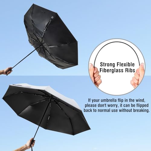 Image of G4Free UPF 50+ UV Protection Large Travel Umbrella 46 Inch Auto Open Close Windproof Sun Blocking Umbrella