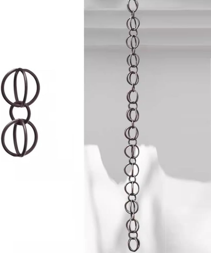 Rain Chain,Ring Rain Chain, Rain Chain Gutter Circle Rain Catcher Wind Chime, Temple Eaves Drainage Rainwater Diverter,Black-1m/3ft