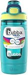 Bouteille d'eau Bubba Kids Flo avec manchon en silicone et large ouverture, 16 oz (473 ml), bouteille en plastique sans BPA avec couvercle à bouton-poussoir et poignée de transport, Scuba/Limelight