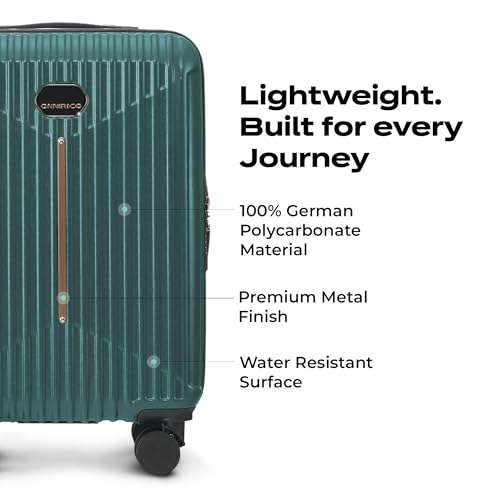 Image of Midnight Voyager 3 Pc Luggage Set Cabin 57cm Medium 67.5cm Large 76cm Polycarbonate Hard Case Trolley Bags with TSA Lock Dual Anti-Theft Zipper 360 Spinner Wheels Lightweight Moss Green