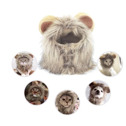 Adorável fantasia de juba de leão para gato e cachorro, touca de peruca divertida para cosplay de an