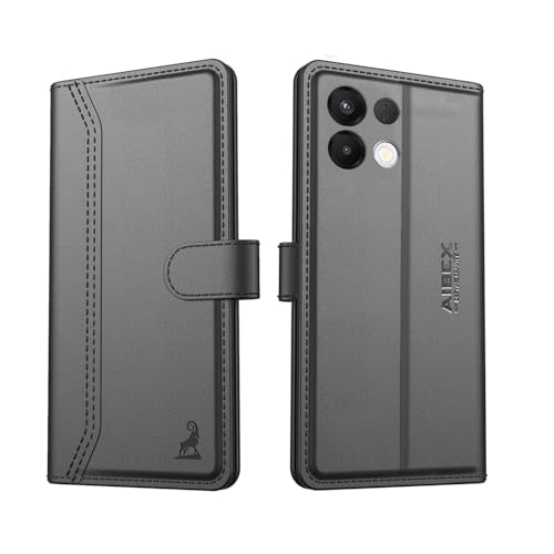 Image of AIBEX Compatible for Oppo K13 5G Flip Cover Leather Finish with Magnatic Closure | Inside TPU with Card Pockets | Wallet Stand | Complete Protection Flip Case -Black