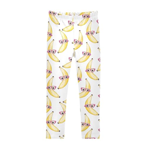 ALAZA Girls' Leggings Children's Yoga Pants Skinny Printed Dance Bananas Glasses Comfortable 4T