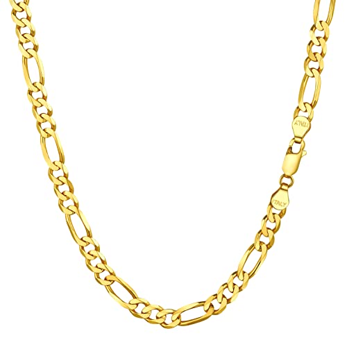 PROSILVER Collier Figaro Argent 5mm Plaqué Or Jaune, Chaîne de Cou Homme 46cm en Vermeil Cover