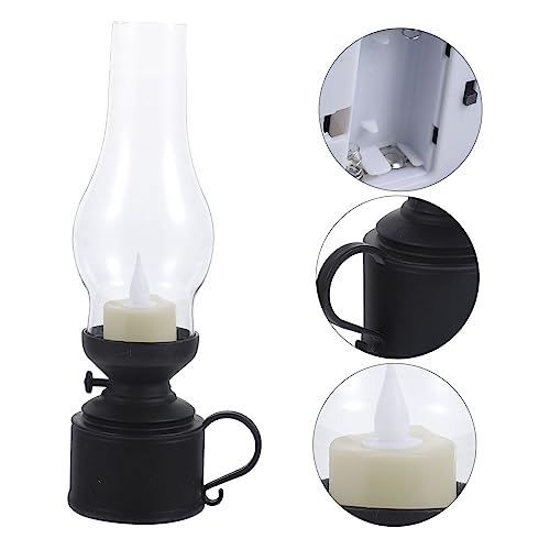 Lámpara de vela LED retro negra para viento en camping y salones 4