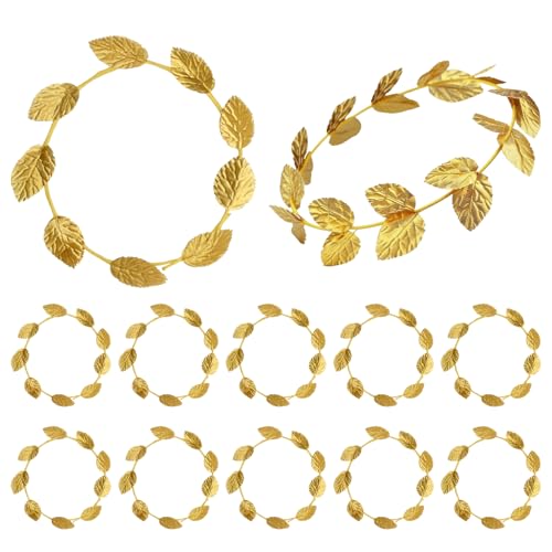 Couronne de laurier dorée Lot de 12 Hoypeyfiy pour déguisement fête et mariage