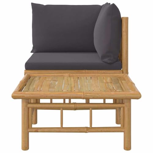 Canapé d'angle et table basse de jardin en bambou naturel 69x69cm - 5