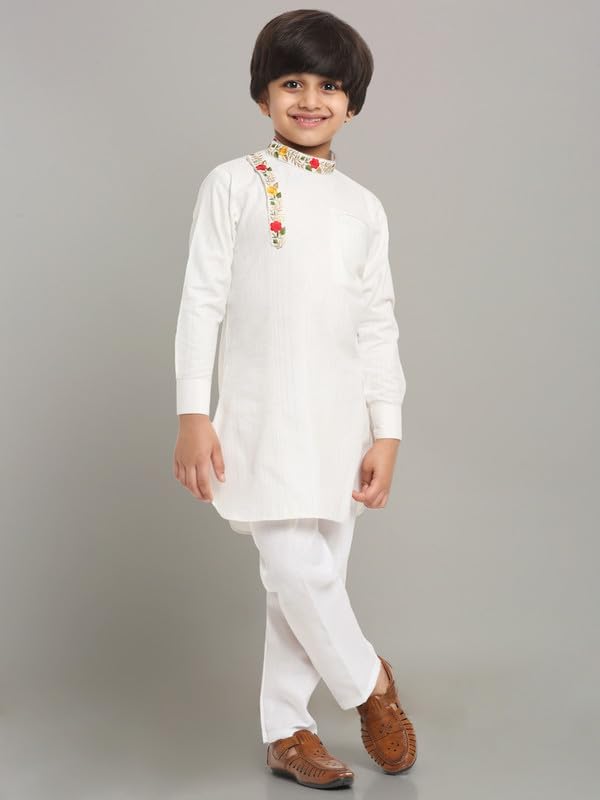 Image of Traditional Ethnic Wear Cotton Kurta Pyjama Set For Kids & Boys