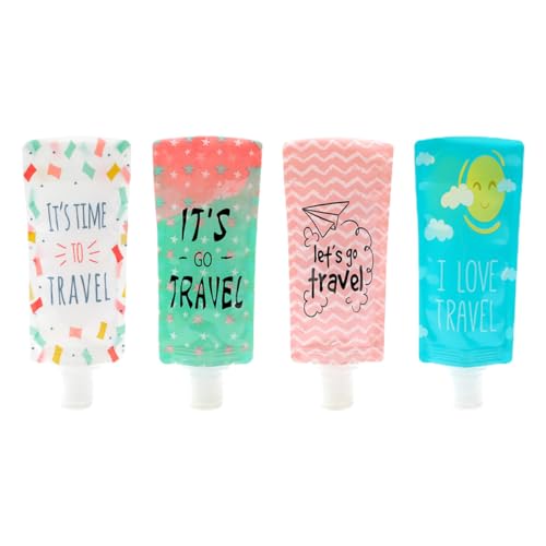 PATKAW Bolsas Organizadoras para Viaje 4 Piezas 100Ml Dispensadoras de Loción y Champú Cierre Fácil y Diseño Portátil para Almacenamiento en Maletas y Viajes Cortos