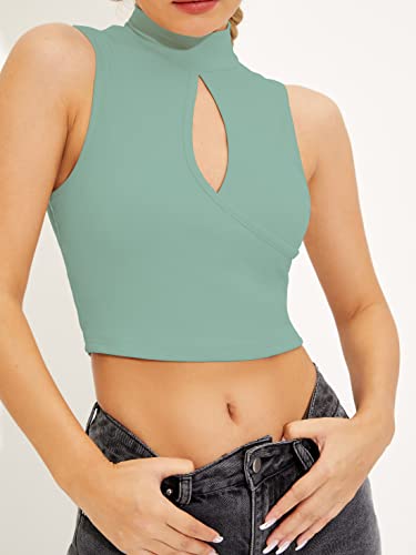 Image of Shasmi Women's & Girl's Black and Maroon Solid Ribbed High Neck Stand Collar Sleeveless Slim Fit Cut Out Tank Tops (Top 43)