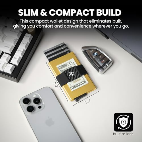 Image of CODE 118 Wallet for Men - Slim Minimalist Aluminum Smart Wallet with RFID Blocking - Compact cash and Credit card holder with Pop Up Ejector (Classic, 24K Gold)