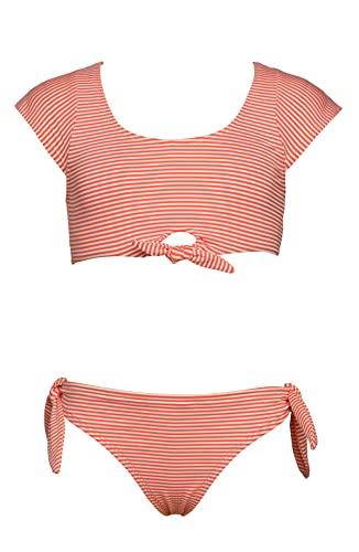 Hobie Girls-Cap Sleeve Bralette Bikini Top & Bow Tie Hipster Bottom Swimsuit Set