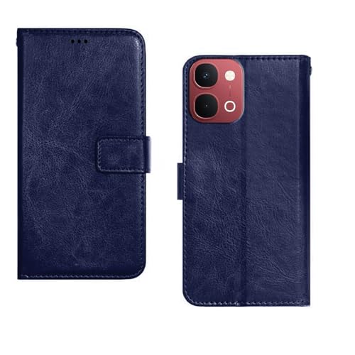 Image of amazon basics Vivo Y51 Pro 5G Flip Cover | Card Pockets Wallet & Stand | Flip Cover for Vivo Y51 Pro 5G (Blue)