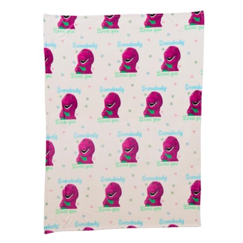 Catálogo de Colecciones de ropa de cama que Puedes Comprar On-line. 47 Franco - Manta de Felpa Supersuave, acogedora y Retro, Ropa de Cama Coleccionable, diseño de Barney, 117 x 152 cm (Producto con Licencia Oficial)