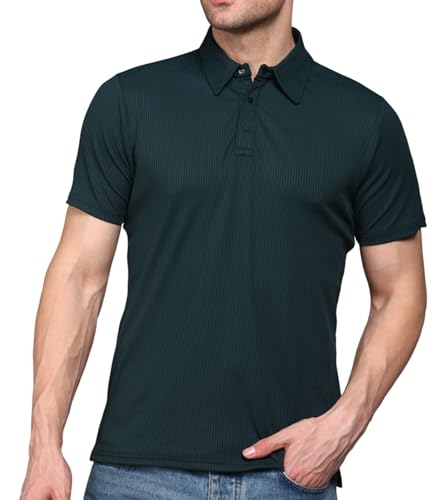 Image of INKKR Men Soild Polo Neck Texture T-Shirt