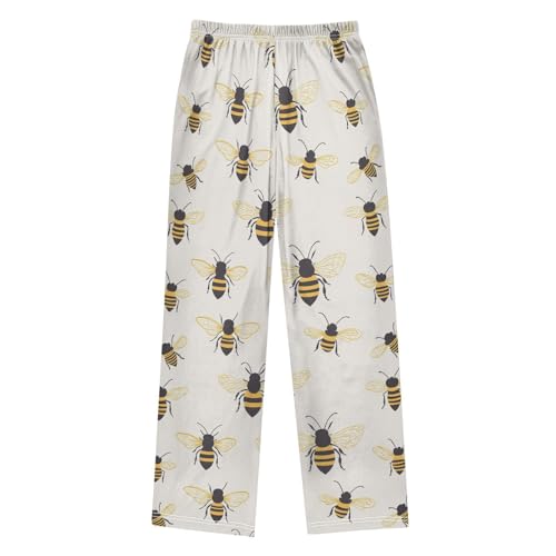 Bees Pattern Boys Pants Boys Athletic Pants Long Pant for Boywith Pockets Wide-Leg Size 6-14Y2