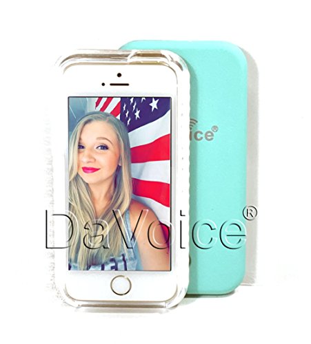iPhone 5 Light Up Case - iPhone 5S LED Case - Light Up iPhone 5c Case - iPhone SE Light Up Case - Selfie Flash Phone Case - Strobe Light - DaVoice (Teal)