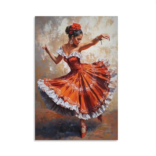 AAHAORYI Argentina Chacarera Dancer Art Print, Latin Folk Dance Wall Art Colorful Painting Poster Modern Home Decor 16x24inch(40x60cm)
